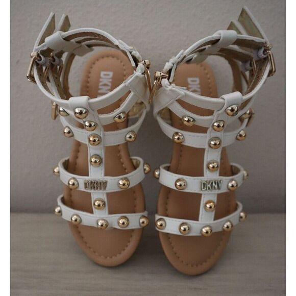 DKNY DKN878-5DD Girl's Sz 13 White/Gold Cassie Dome Gladiator Sandals - Picture 13 of 13